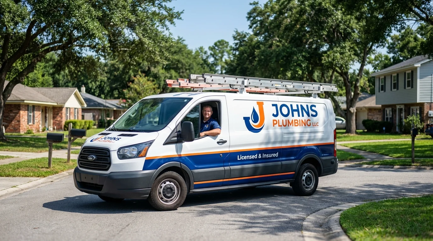 Johns Plumbing LLC service van in Lake Orion, MI