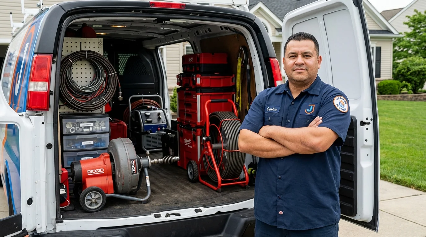 Professional drain cleaning equipment and Johns Plumbing LLC plumber in Lake Orion