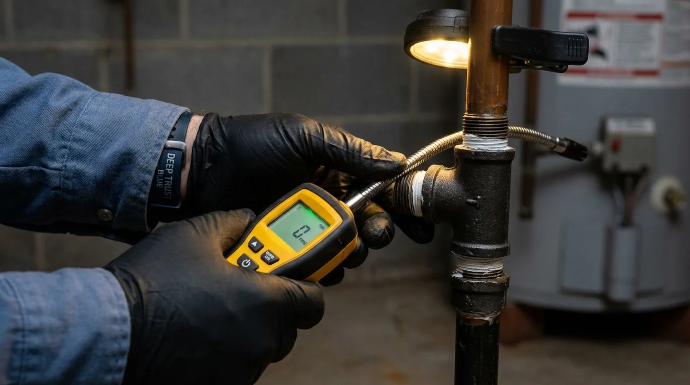Gas leak detection with electronic sniffer by Johns Plumbing LLC in Lake Orion