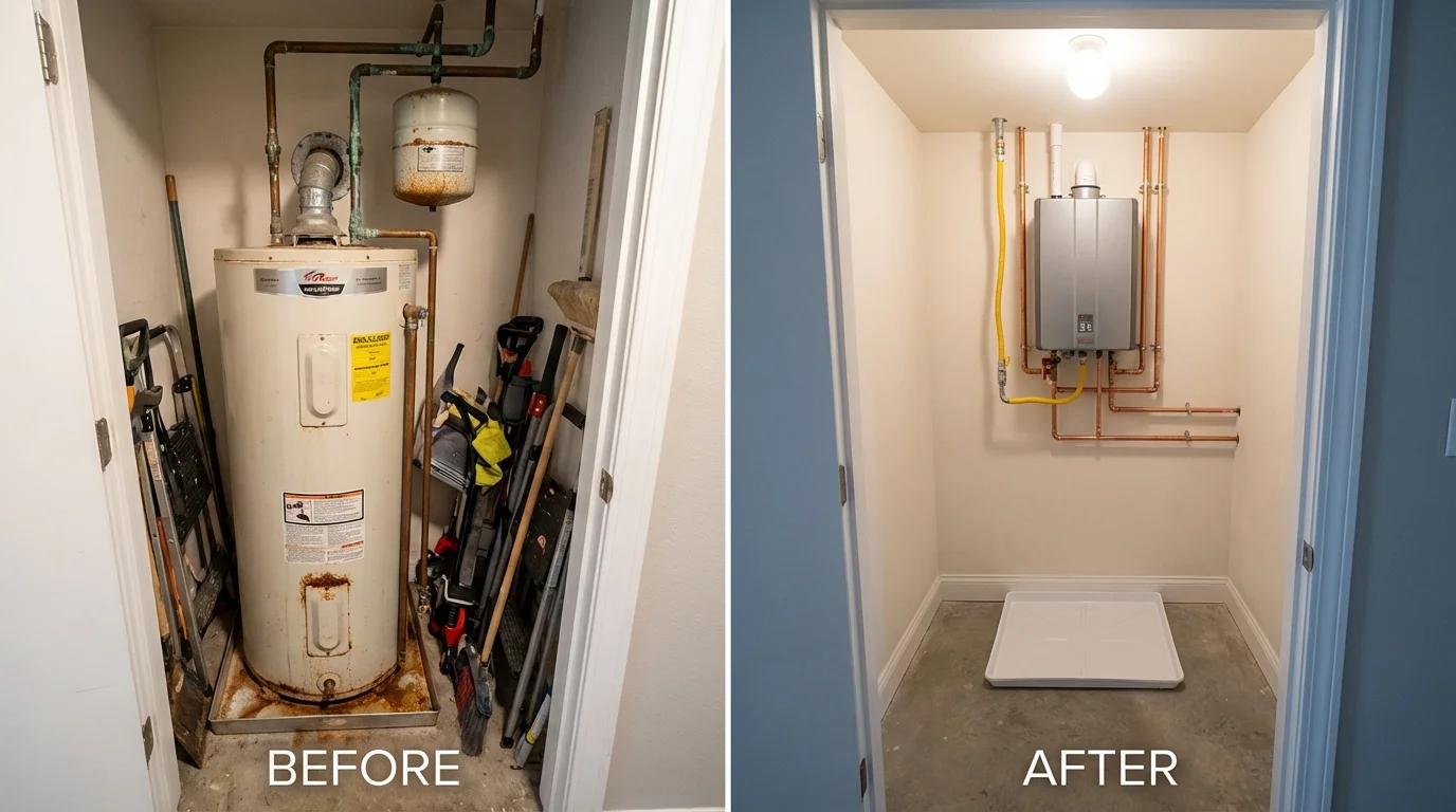 Tank water heater versus wall-mounted tankless unit comparison for Lake Orion, MI homeowners